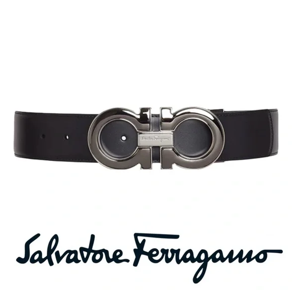 New Salvatore Ferragamo reversible (black/gray) ladies belt w/silver buckle. Ferragamo Salvatore Ferragamo Ladies Reversible And  main image 4